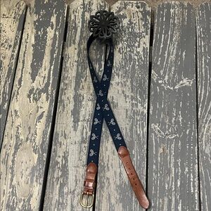 Leather man Navy and Brown Tennis Motif Belt
